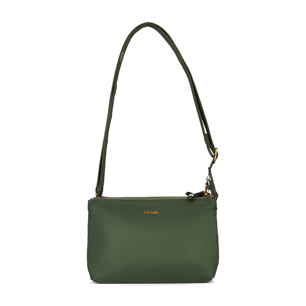 Stylesafe Anti-Theft Double Zip Crossbody Bag, Kombu Green